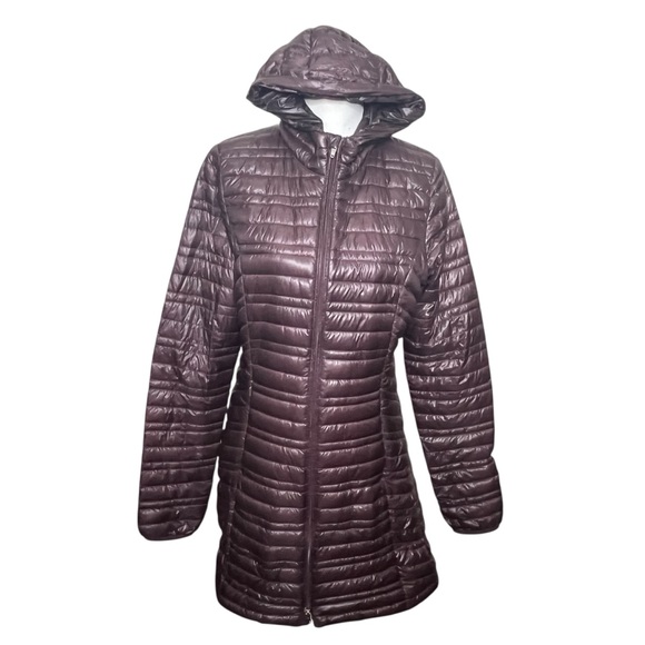 Patagonia Ultralight Fiona Parka Women’s Medium Maroon Hooded Lightweight Warm - Picture 2 of 11